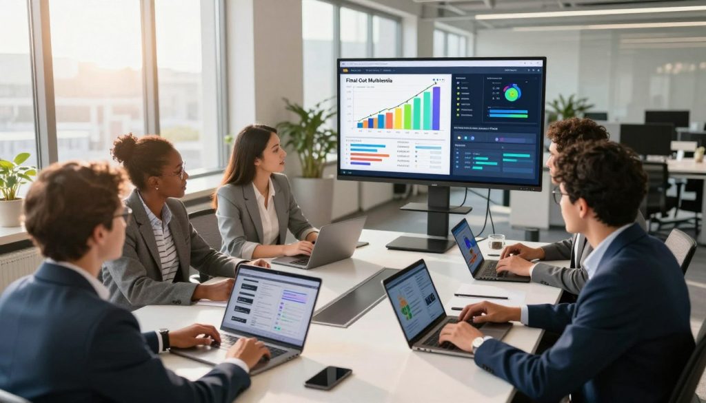 local business social media management|A vibrant and engaging scene illustrating the concept of "staying top of mind with content." In the foreground
