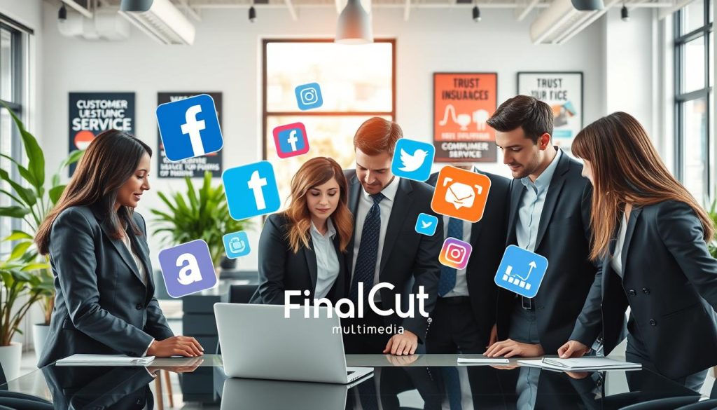 social media content for insurance agencies|A professional video production setup showcasing short form video content creation. In the foreground