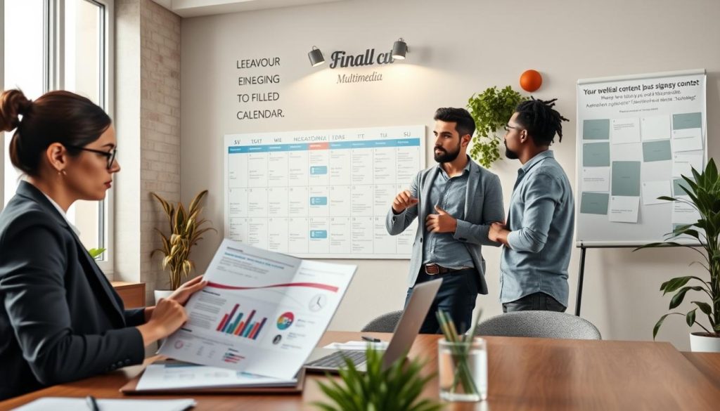 social media monthly packages|A dynamic and engaging scene illustrating "Strategic Messaging for Stronger Brand Visibility". In the foreground